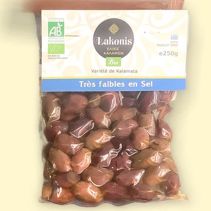 Olives de Kalamata très peu salé 